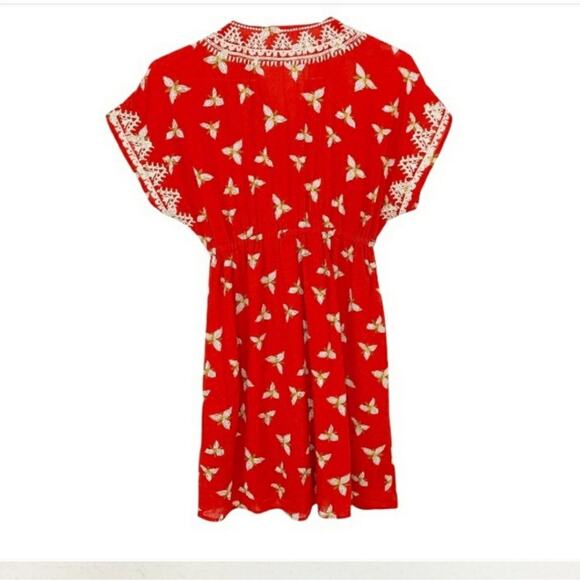 Anthropologie THML Maya red floral embroidered dress size extra small new - Picture 4 of 11